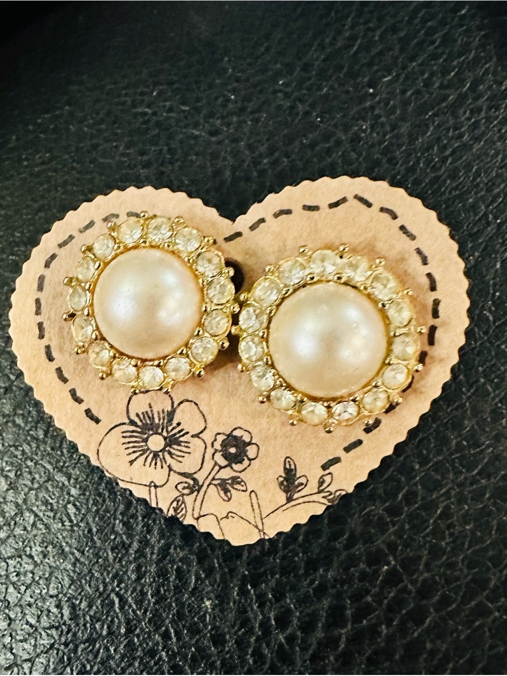 Classic Pearl and Crystal Halo Stud Earrings - Gold Tone